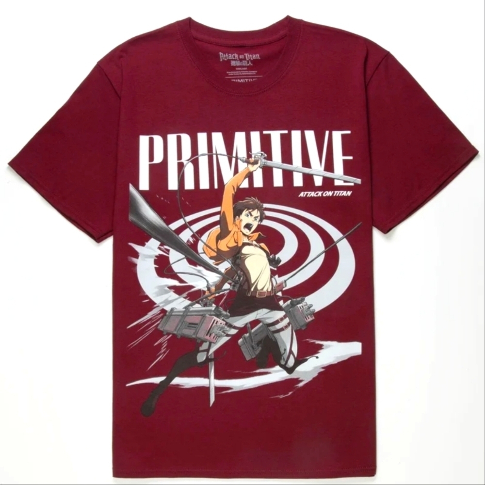 PRIMITIVE x Attack On Titan Eren Maroon T-shirt